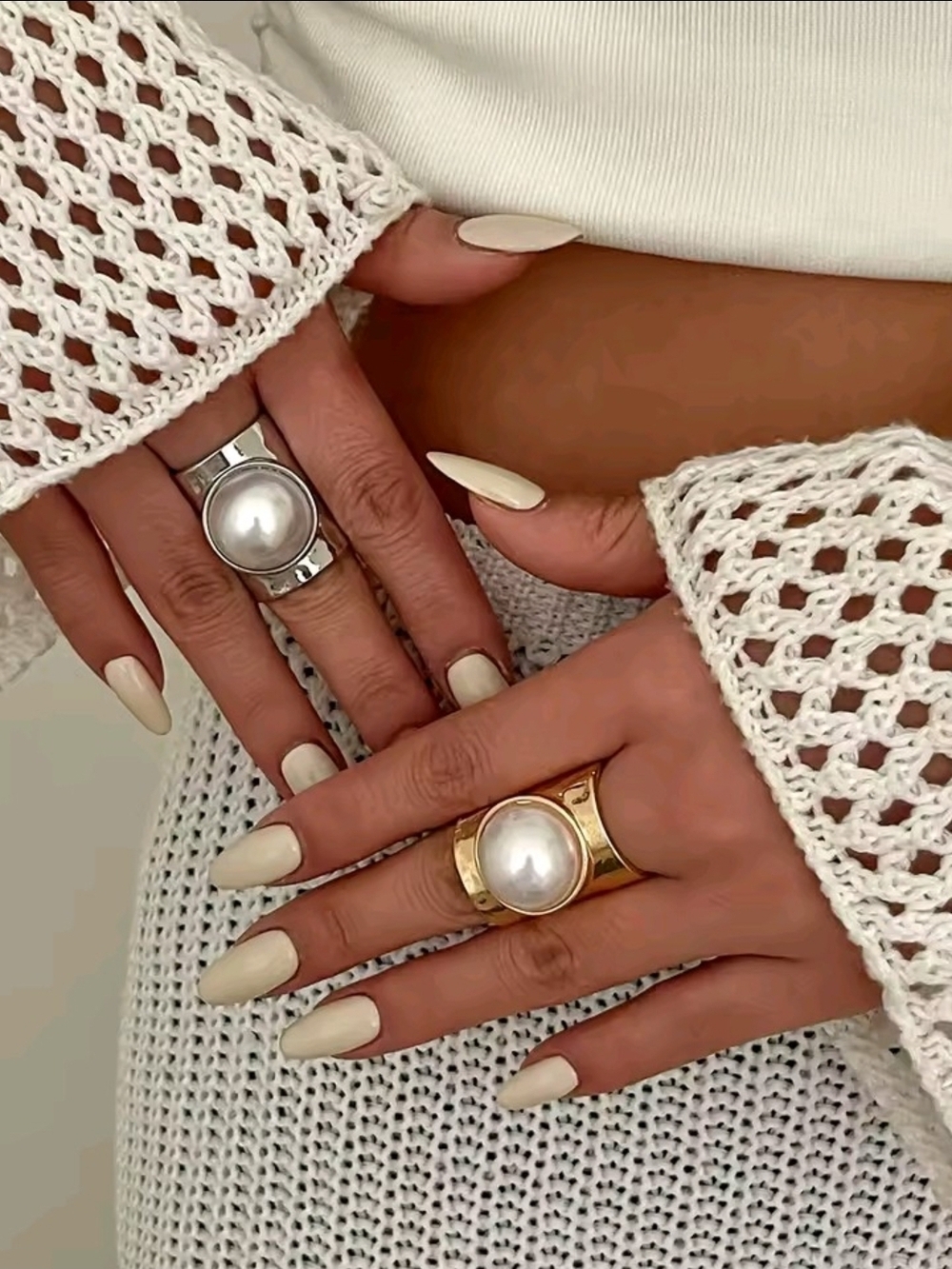 Gold Pearl Statement Ring - Women Jewelry - Picture 3 of 6